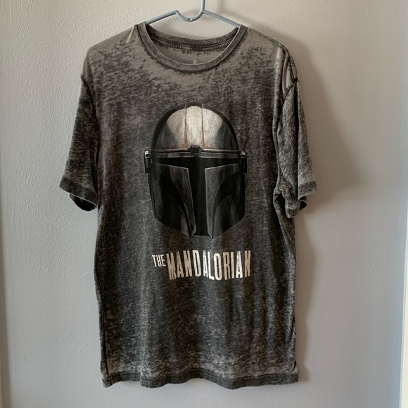 Disney Other - Disney Parks The Mandalorian Helmet Burnout Gray T-Shirt Size Medium